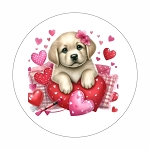 Valentines Day Puppy Dog  Round Dot Stickers Set 